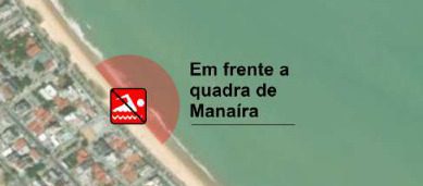 Trecho impróprio na Praia de Manaíra. 