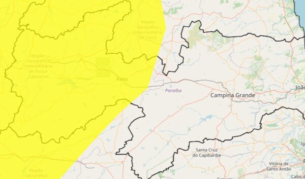 Inmet renova alerta de chuvas intensas e ventos de até 60 km/h para quase 90 município da Paraíba