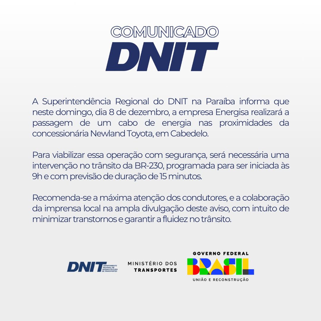 dnit, cabedelo, obra,