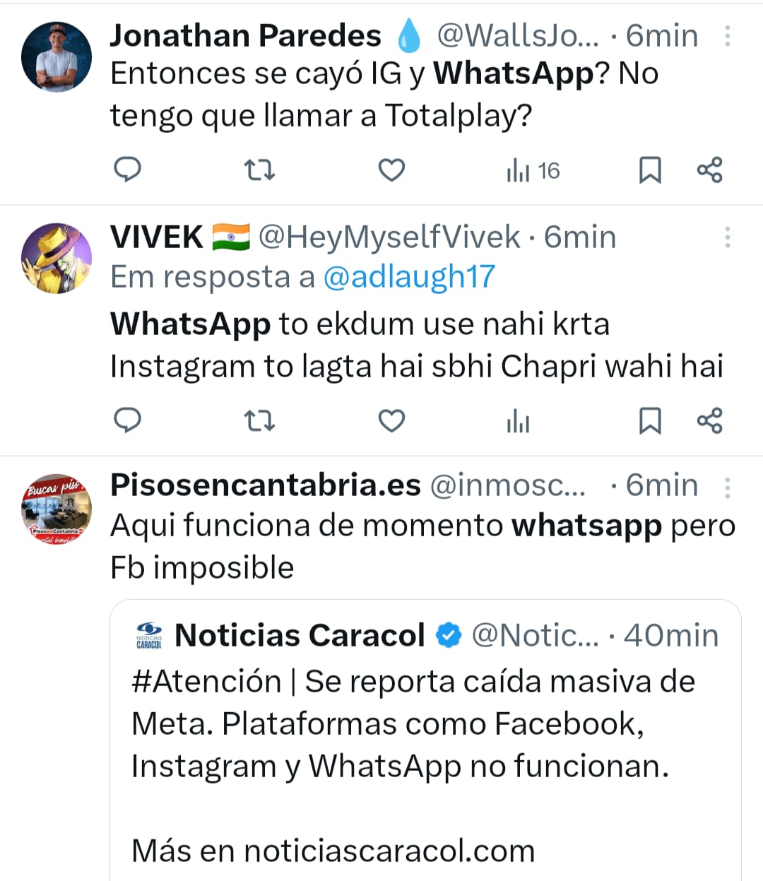 WhatsApp, queda