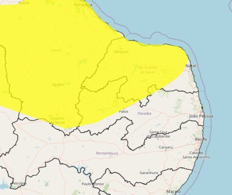 Inmet divulga novo alerta de chuva e ventos fortes para 71 cidades do interior da Paraíba