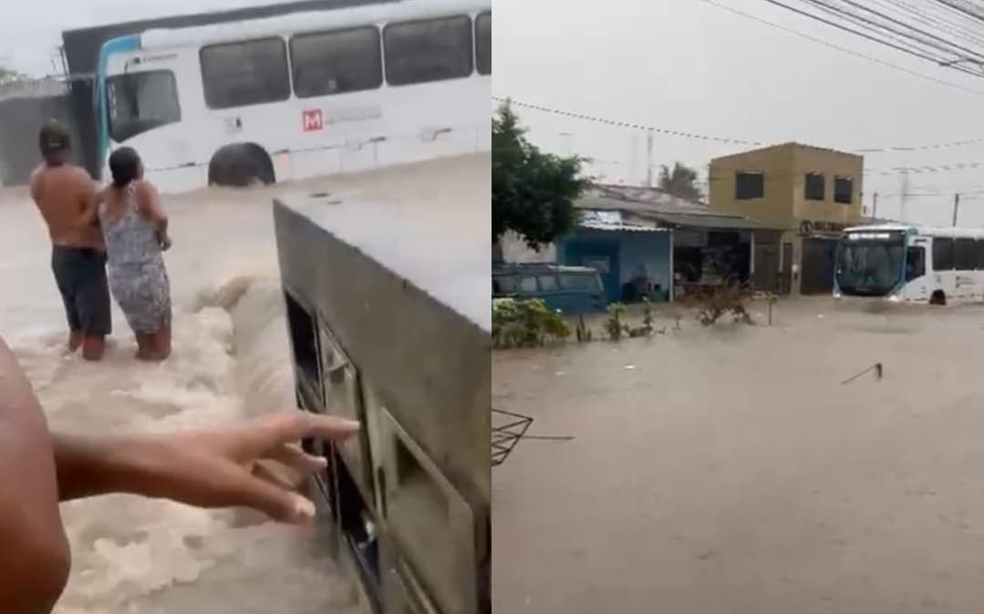 VÍDEOS: água invade casas em Santa Rita e deixa veículos ilhados em avenida, após fortes chuvas