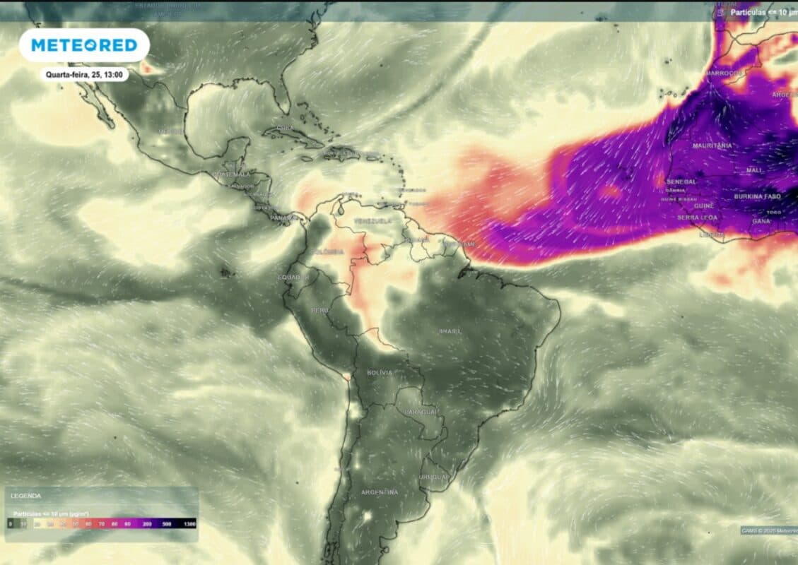Nuvem de poeira do Deserto do Saara atravessa o Atlântico e atinge o Brasil