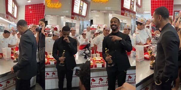 Michael B. Jordan leva o Oscar e celebra com hambúrguer e milkshake