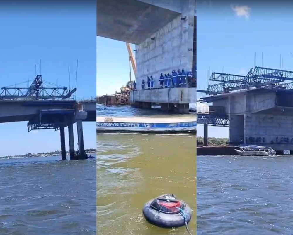 Estrutura metálica da Ponte do Futuro cede e trabalhador preso a cinto de segurança morre ao cair no Rio Paraíba
