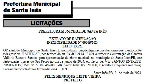 Prefeitura de Santa Inês gasta mais de R$ 300 mil com cachês de shows do São Pedro