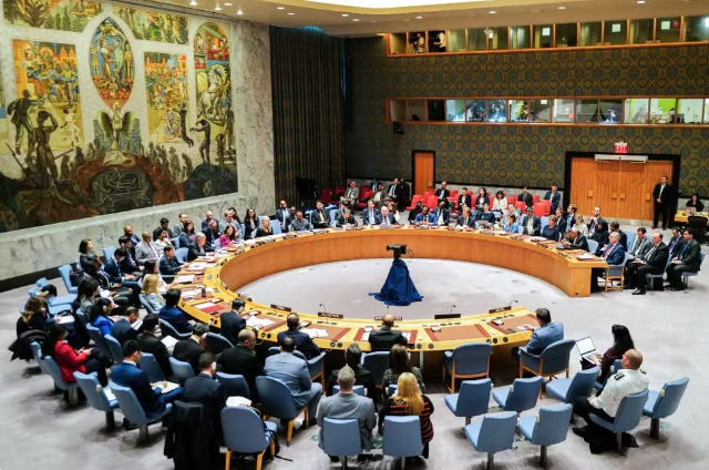 Reunião do Conselho de Segurança da ONU em abril de 2024 — Foto: Charly Triballeau/AFP