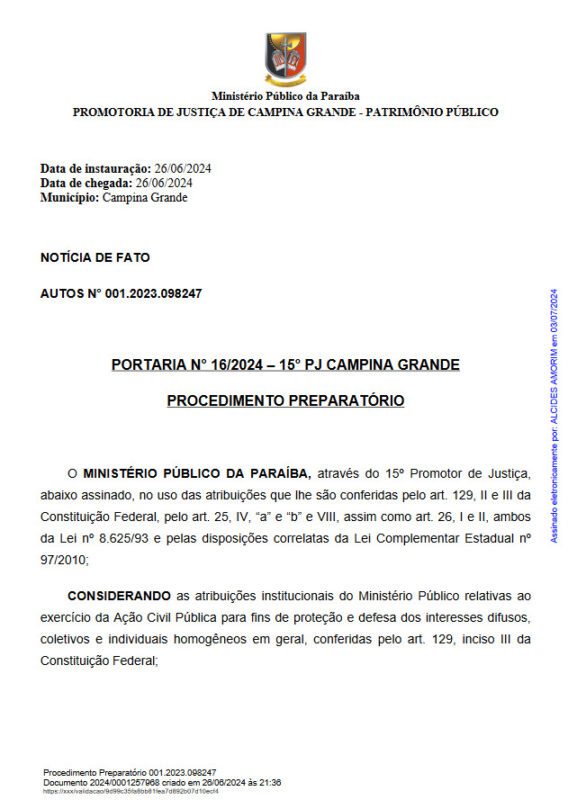 Ministério Público investiga prefeitura na Paraíba por falta de concurso para Guarda Municipal