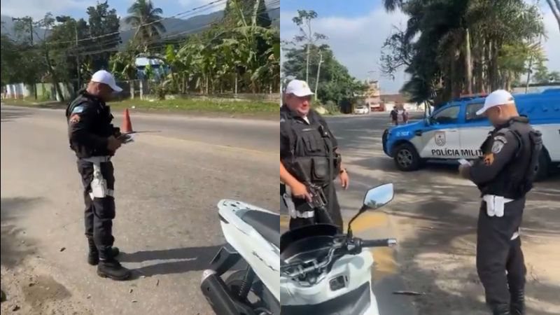 motociclista, blitz, policiais