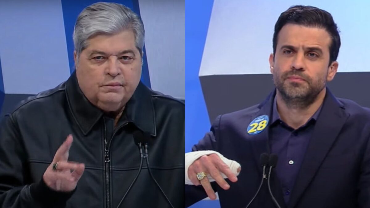 Datena (a esquerda) e Marçal (a direita). (foto: reprodução/Youtube/RedeTV!)