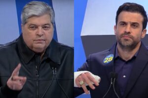 Datena (a esquerda) e Marçal (a direita). (foto: reprodução/Youtube/RedeTV!)