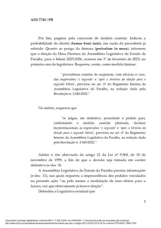 STF arquiva ação da Procuradoria-Geral da República contra eleição da mesa diretora da ALPB