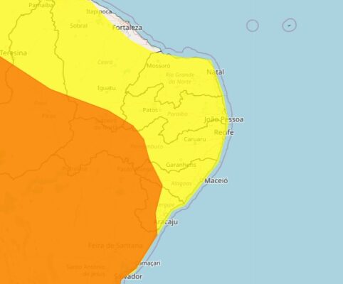 Inmet divulga alerta de chuva forte para todas as cidades da Paraíba e cidades podem ter ventos de até 100 km por hora